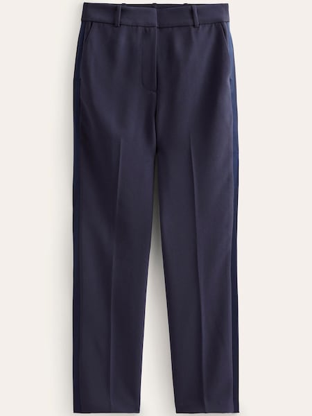 Boden Blue Straight Crepe Trousers (D07346) | €59