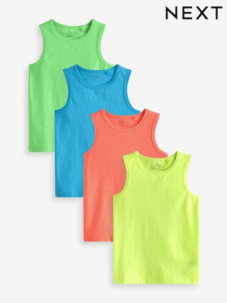 Fluro Brights 100% Cotton Vests 4 Pack (3-16yrs) (D08119) | €8 - €12