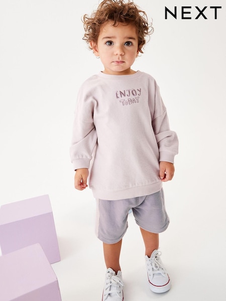 Lilac Purple Long Sleeve Top and Shorts Set (3mths-7yrs) (D08167) | €5 - €6