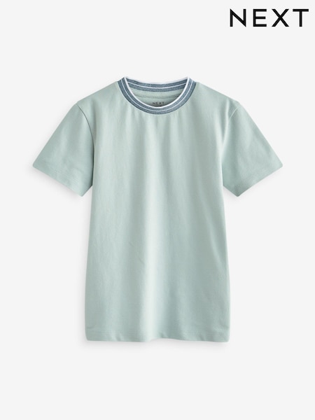 Mint Green Smart Neck Tipped T-Shirt (3-16yrs) (D08616) | €7 - €11