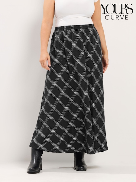Black - Yours Curve Check Skirt
