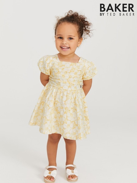 Baker by Ted Baker Yellow Baker Branded Broderie Dress (D08866) | €27 - €30
