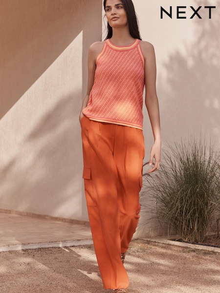 Red Smart Utility Cargo Wide Leg Trousers (D08972) | €7