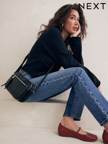 Black Utility Stud Cross-Body Bag (D08982) | $32