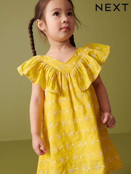 Rumena z vezenjem - Cotton Ruffle Dress (3mths-8yrs) (D08999) | € 15 - € 18