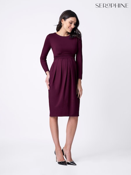 Seraphine Red Nursing Pleat Detail Maternity Dress (D09074) | 338 LEI