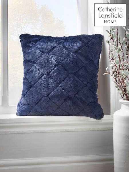 Catherine Lansfield Blue Cosy Diamond Cushion (D09096) | €22