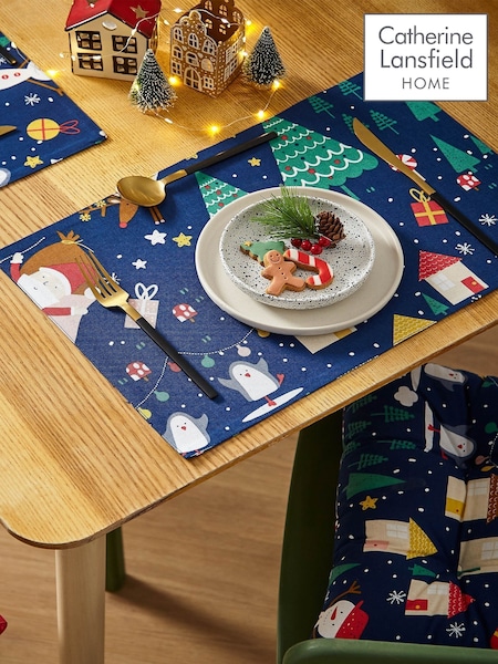 Catherine Lansfield Set of 2 Santas Christmas Wonderland 100% Cotton Placemats (D09099) | ‏58 د.إ.‏