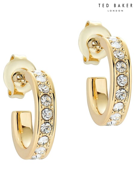 Ted Baker Gold Tone SEENITA: Crystal Small Hoop Earrings (D09173) | €43