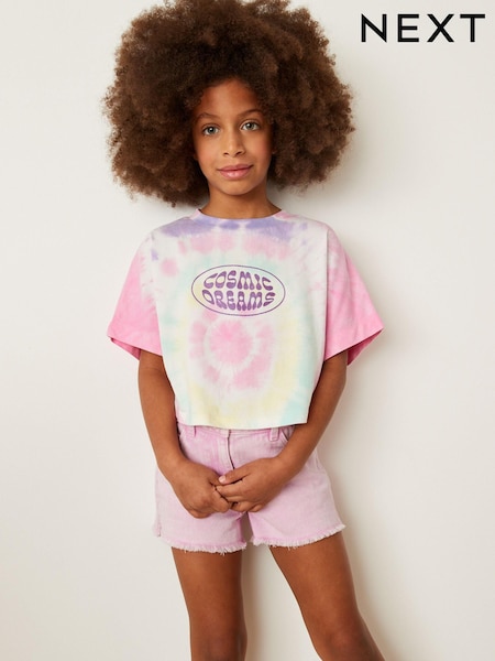 Pink/Purple Boxy Tie Dye Cosmic T-Shirt (3-16yrs) (D09236) | €3 - €4