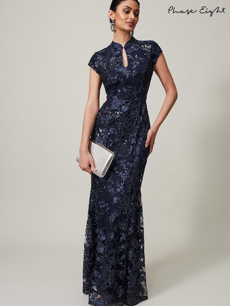 Phase Eight Sofia Embroidered Black Sequin Dress (D09286) | €159
