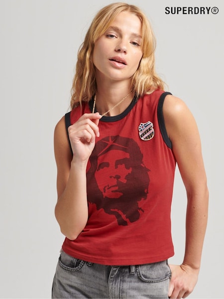 Superdry Red 100% Cotton Ringspun Allstars CG Vintage Re-Issue Vest Top (D09393) | €35