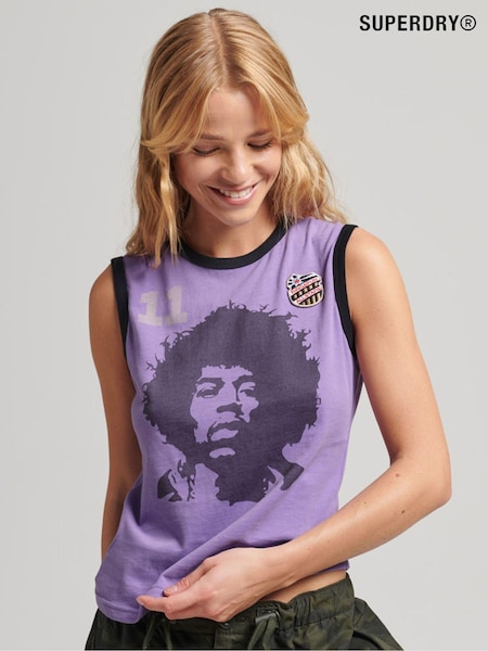 Superdry Purple 100% Cotton Ringspun Allstars JH Vintage Re-issue Vest Top (D09394) | €35