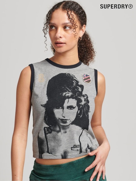 Superdry Grey 100% Cotton Ringspun Allstars Vintage Re-Issue Vest Top (D09398) | €35