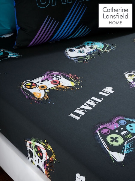 Catherine Lansfield Black Game Over Fitted Sheet (D09994) | €14.50 - €17.50