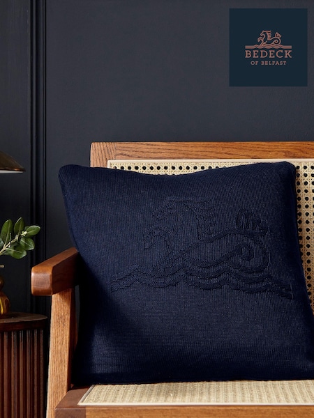Bedeck of Belfast Blue Signature Knit 100% Cotton Cushion (D10302) | €66