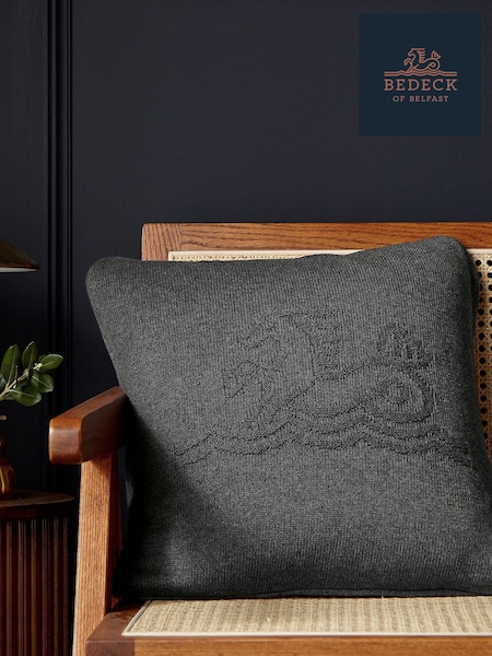 Bedeck of Belfast Grey Signature Knit 100% Cotton Cushion (D10303) | €66