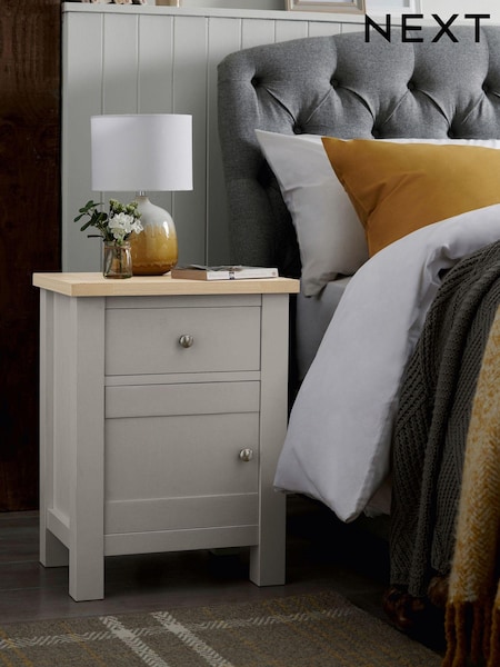 Dove Grey Malvern Paint Effect 1 Door, 1 Drawer Bedside Table (D10431) | €205