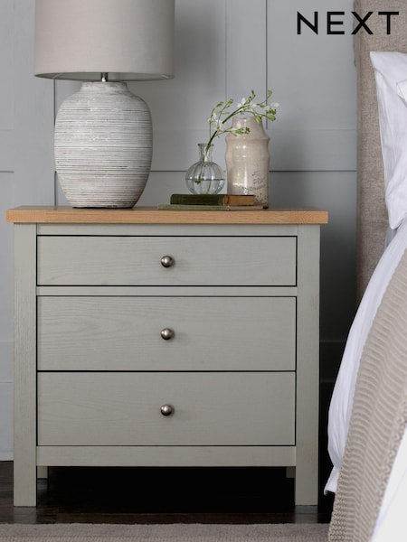 Dove Grey Malvern Paint Effect 3 Drawer Wide Bedside Table (D10432) | €275