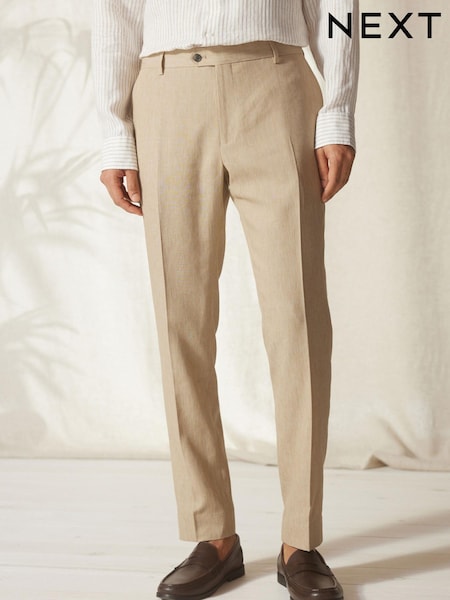 Stone Tailored Fit Linen Blend Suit: Trousers (D10554) | €10