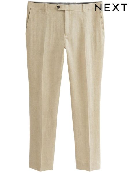 Stone Natural Slim Signature Nova Fides Italian Linen Suit Trousers (D10556) | €15