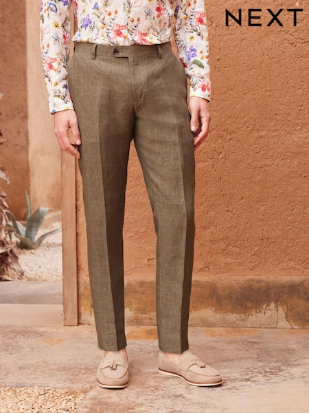Green Signature Italian Linen Slim Fit Suit: Trousers (D10560) | €18