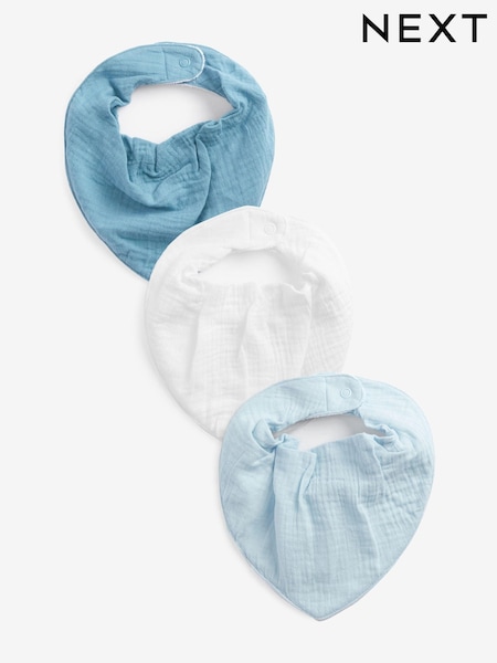 Blue/White Baby Muslin Dribble Bibs 3 Pack (D10568) | $12