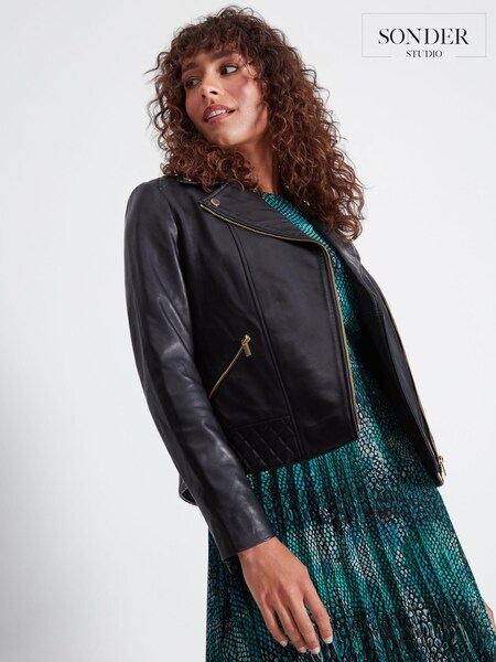 Sonder Studio Premium Quilted Black Leather Jacket (D11984) | €107