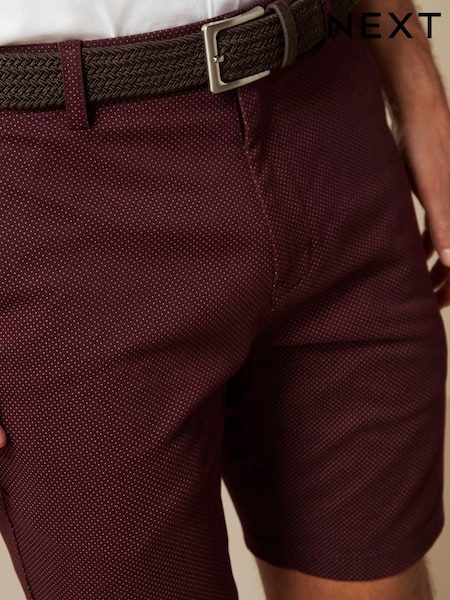Бордовый с рисунком - Belted Chino Shorts with Stretch (D12601) | €5
