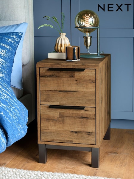 Dark Bronx Oak Effect 2 Drawer Bedside Table (D12669) | €205