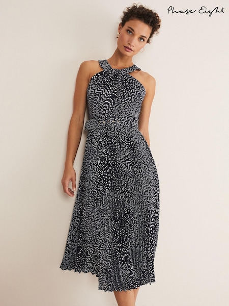 Phase Eight Blue Elsie Spot Dress (D12696) | €83