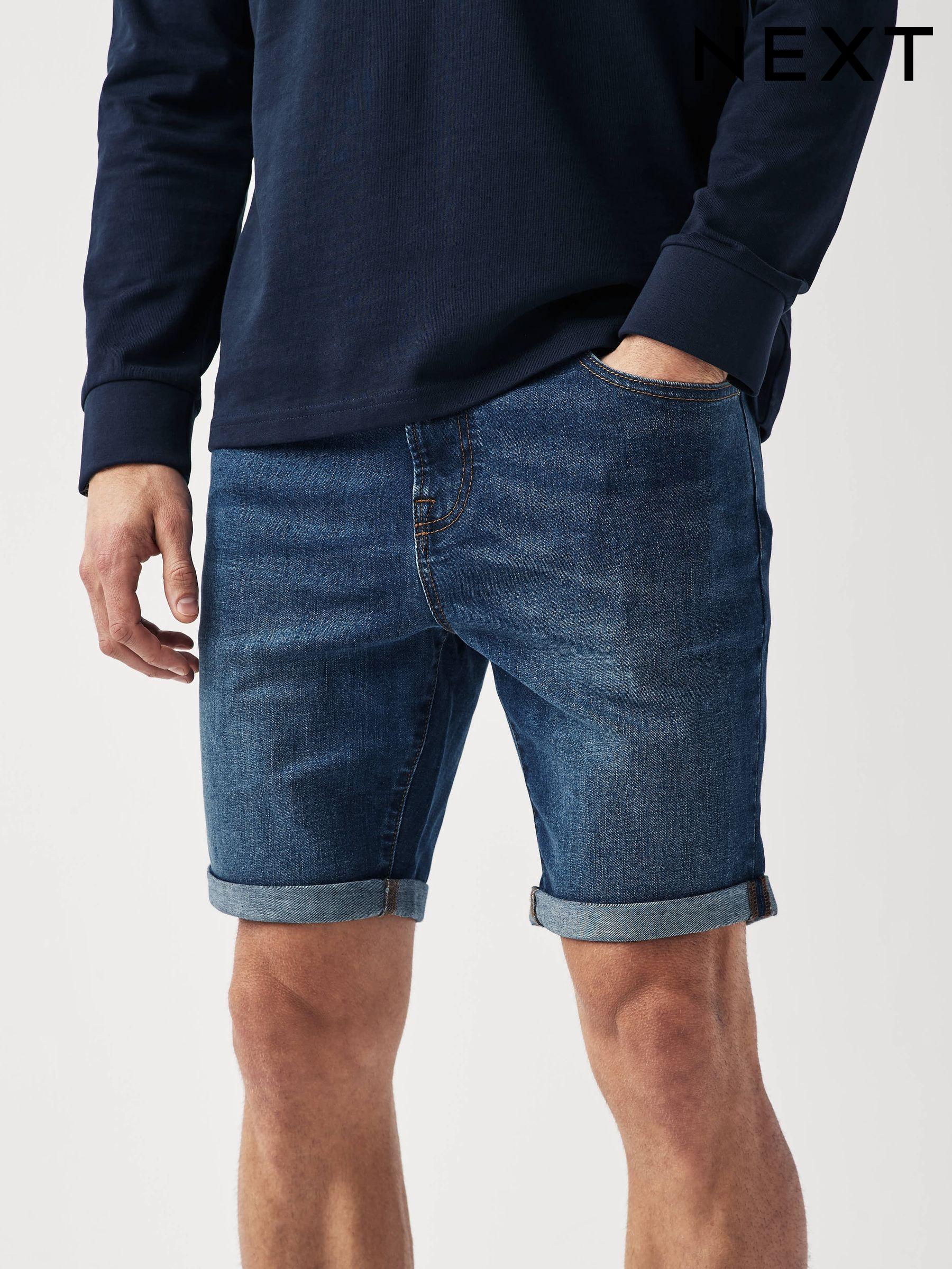 Skinny stretch denim shorts mens clearance