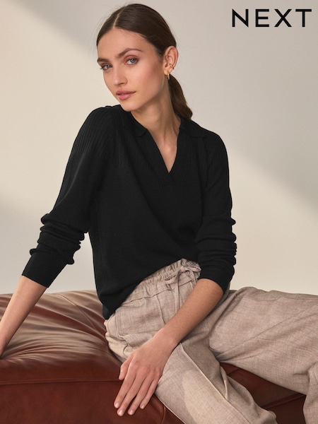 Black Premium Merino Polo Neck Jumper (D12977) | €24.50