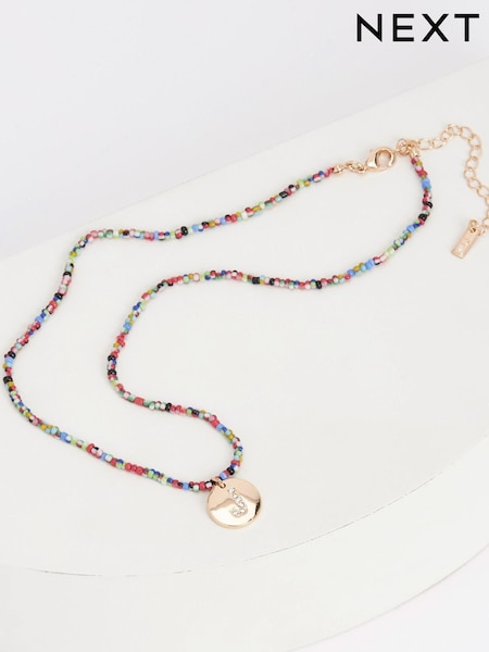 Multicoloured Beaded Initial Necklace (D12980) | €3.50