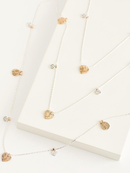 Gold Tone/Silver Tone Multi Row Heart Necklace (D12997) | € 9