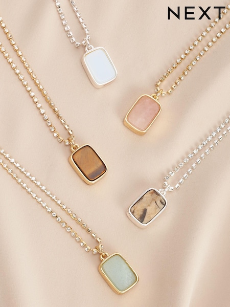 Gold Tone/Silver Tone Semi Precious Stone Cupchain Necklace (D14003) | €9