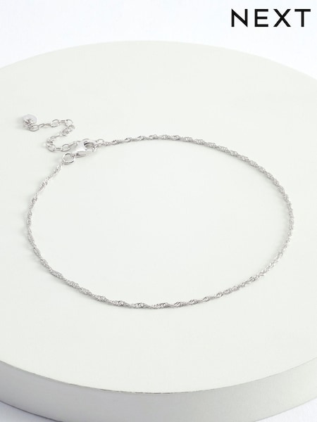Sterling Silver Twisted Chain Anklet (D14011) | €20