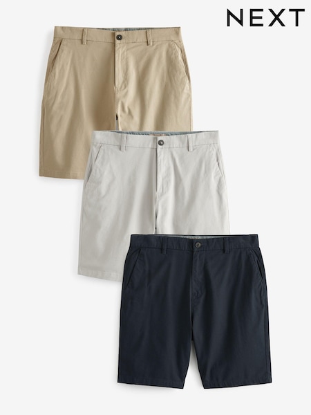 海軍藍/黑色/土灰色 - 直筒款 - Stretch Chinos Shorts 3 Pack (D14144) | NT$2,140