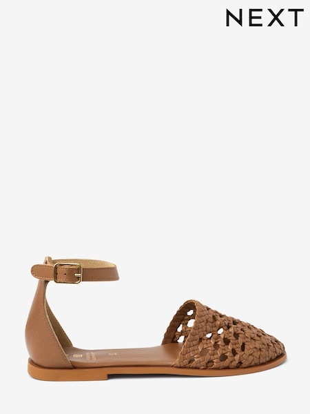 Rjava - Forever Comfort® Leather Weave Flat Shoes (D14686) | € 17