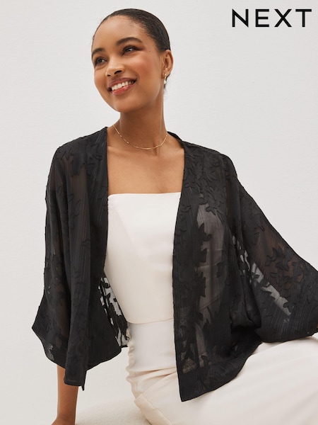 Musta - Sheer Embroidered Kimono (D14782) | €36