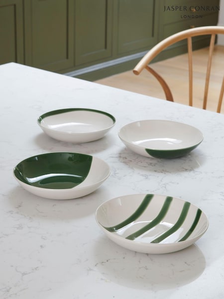 Jasper Conran London Green Abstract Set of 4 Pasta Bowls (D14982) | €61