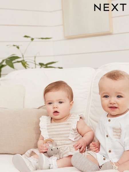Neutrale Farbe - Woven Shirt And Stripe Shorts Set (D15005) | 13 € - 15 €