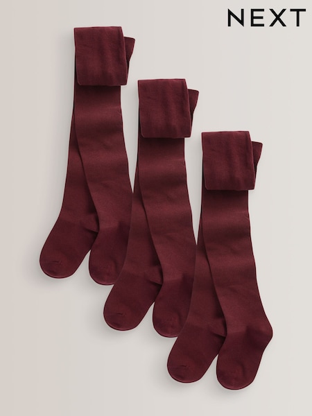 Burgunderrot - 3 Pack Cotton Rich School Tights (D15136) | 16 € - 23 €