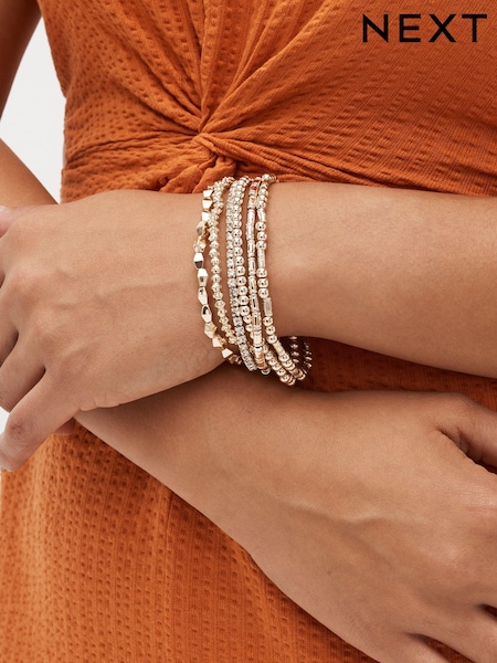 Rose Guld Ton - Sparkle Stretch Bracelets Pack (D15678) | kr200
