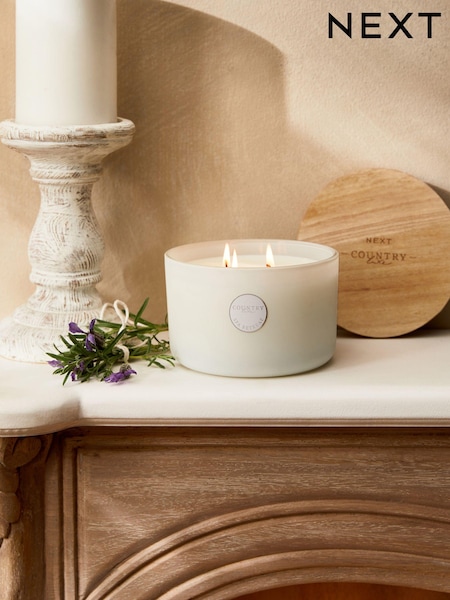 White Country Luxe Spa Retreat Lavender and Geranium 3 Wick Scented Candle (D15951) | €23.50