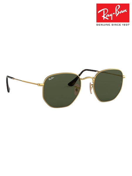 Ray-ban Gold & Green Lens Hexagonal Sunglasses (D16019) | kr3 260