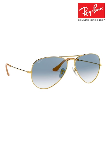Gold & Hellblau/Gläser mit Farbverlauf - Ray-Ban Large Aviator Sunglasses (D16025) | 256 €
