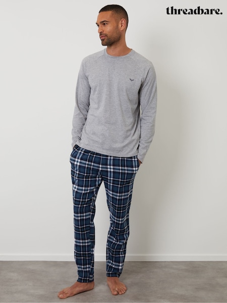 Gri deschis - Set pijama din bumbac Blend Mânecă lungă Threadbare (D16216) | 179 LEI