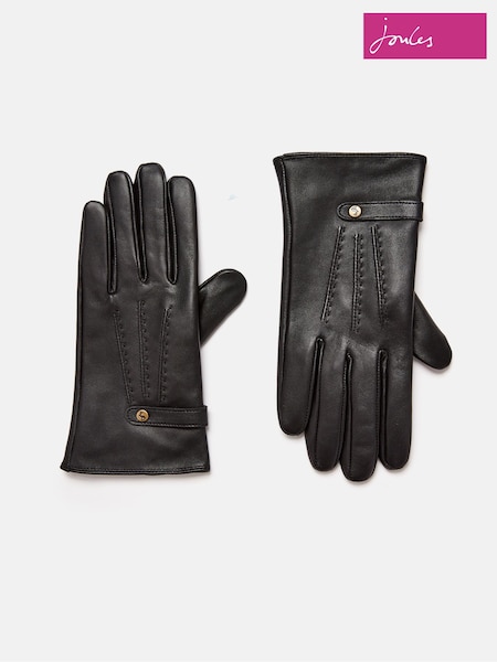 Joules Black Leather Gloves (D16324) | AED100