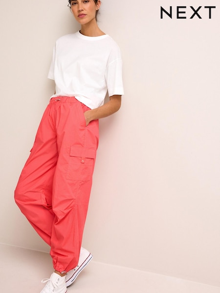 Bright Pink Parachute Cotton Cargo Trousers (D16583) | €18